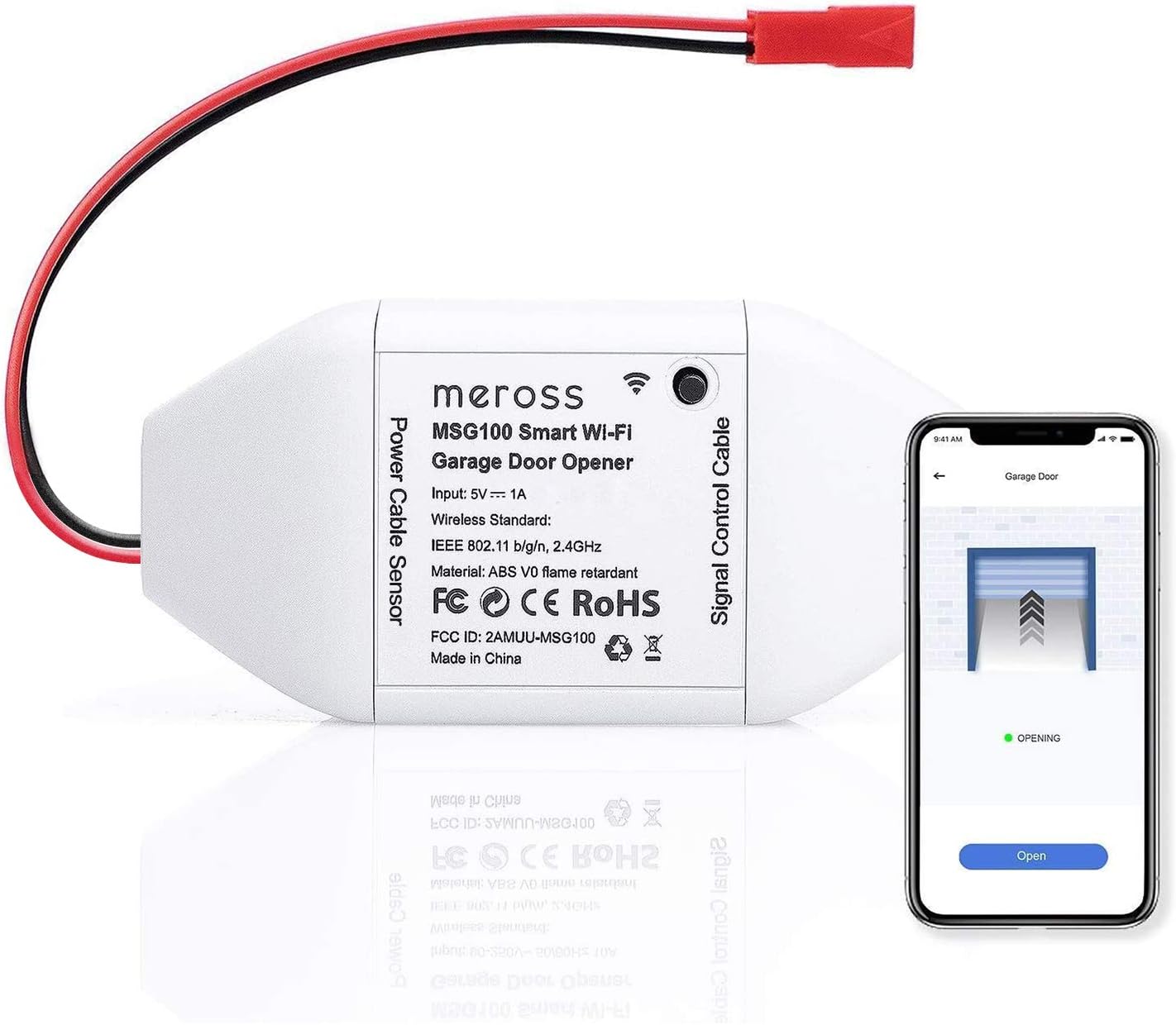 meross Smart WiFi Garage Door Opener Remote, App Control, Works with Alexa, Google Assistant and SmartThings, No Hub Needed