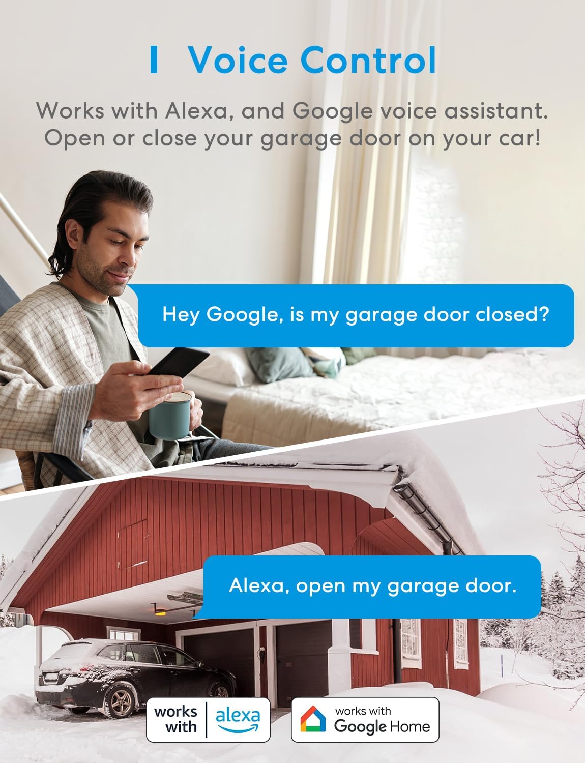 meross Smart WiFi Garage Door Opener Remote, App Control, Works with Alexa, Google Assistant and SmartThings, No Hub Needed - Image 2